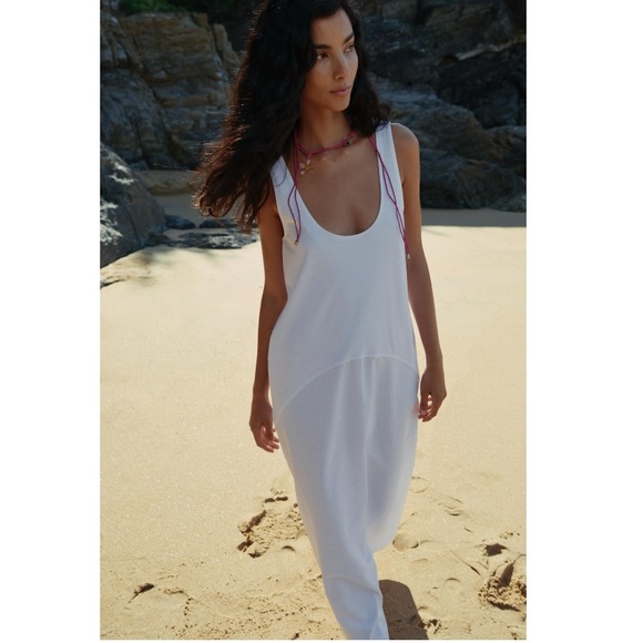 NWT Zara Round Neckline Combination Poplin Midi Tank Dress Sz:M - Picture 3 of 10